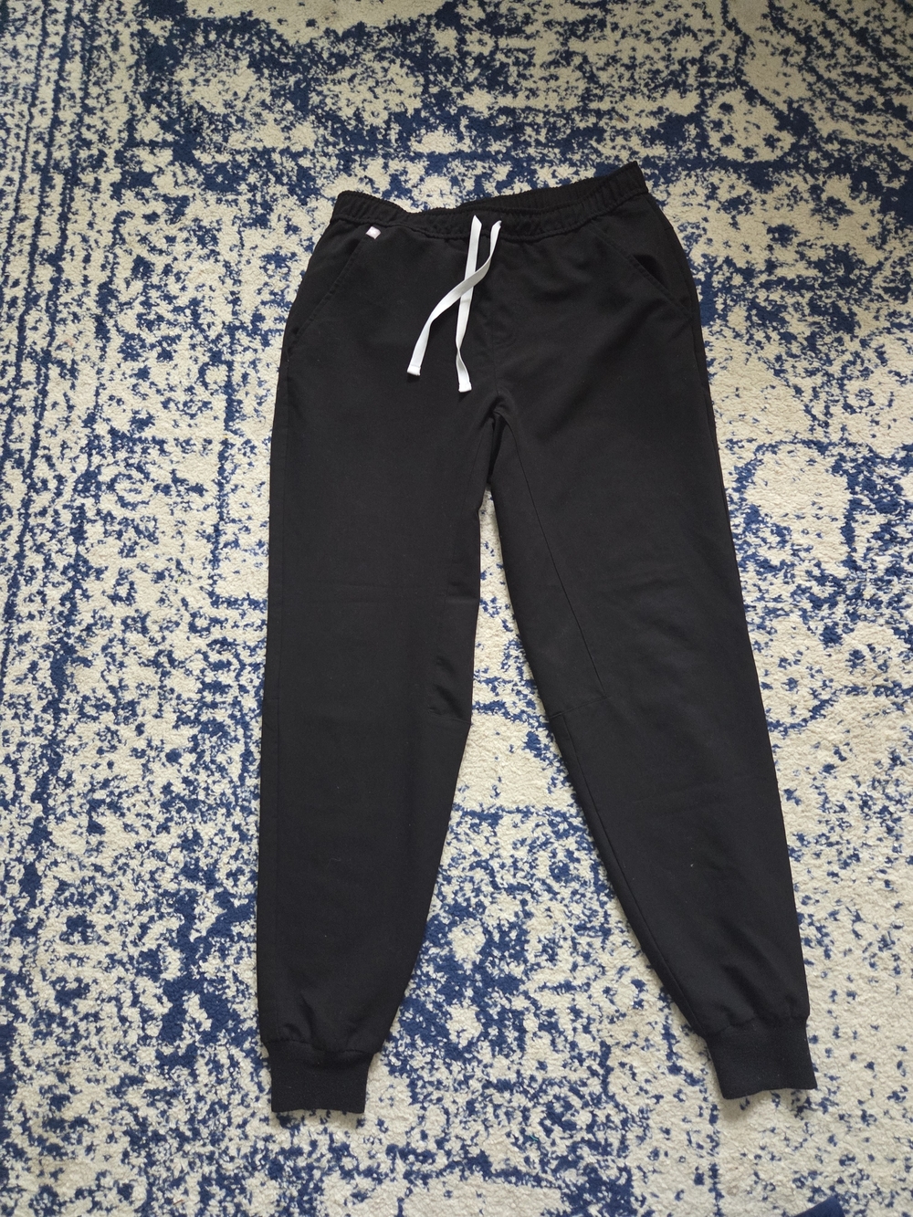 Figs Black Jogger Scrub Pants with White Drawcord